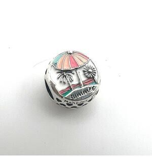 New Tropical Umbrella & Palm Trees Charm for European Bracelet